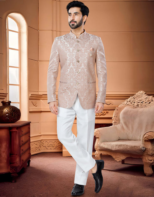 Blue Kurta Woven Jacquard Trouser