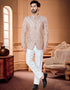 Skin Brown Kurta Woven Jacquard Trouser