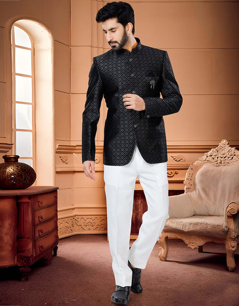 Skin Brown Kurta Woven Jacquard Trouser