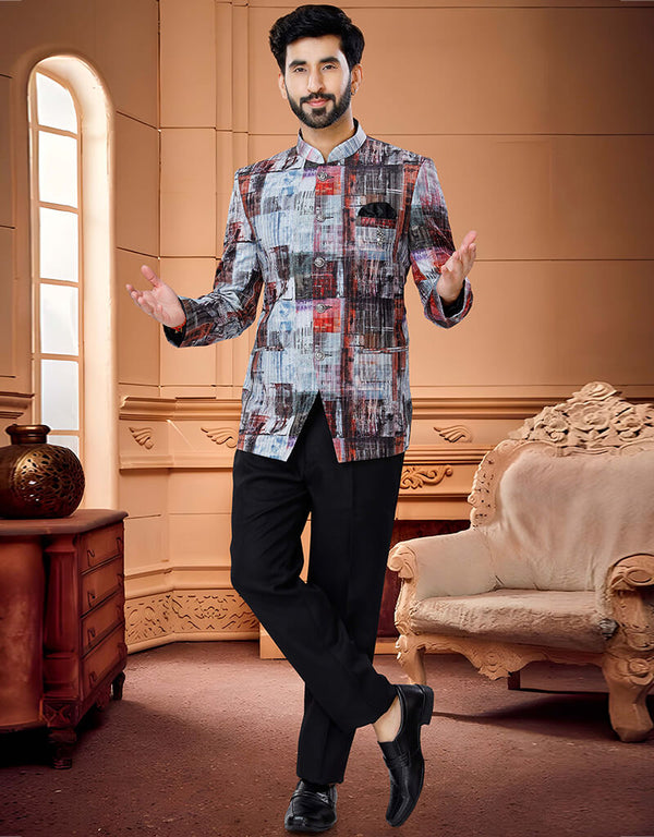 Multi Color Kurta Sequence Work On Silk Trouser