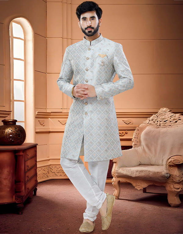 Grey Kurta Silk Payjama