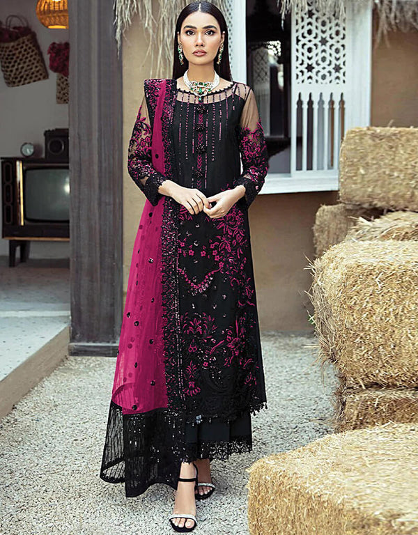 Black Faux Georgette Palazzo Salwar Suit