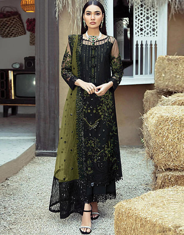 Black Faux Georgette Palazzo Salwar Suit