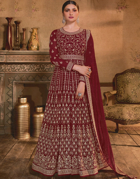 Maroon Georgette Anarkali Salwar Suit