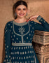 Teal Georgette Anarkali Salwar Suit Closure View