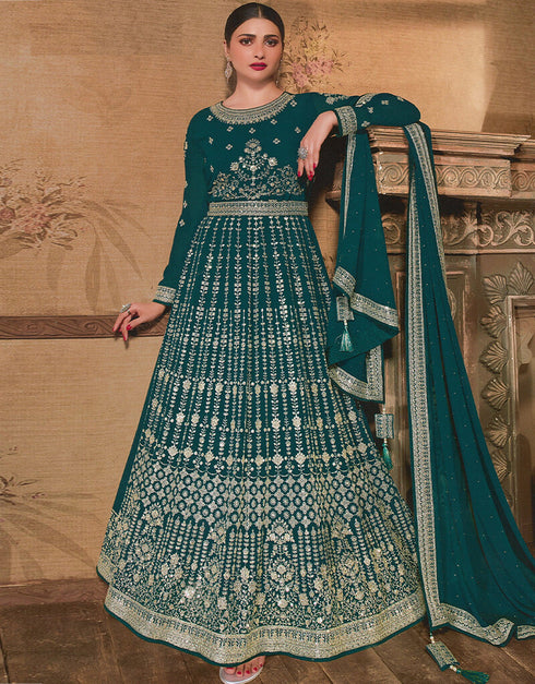 Teal Georgette Anarkali Salwar Suit
