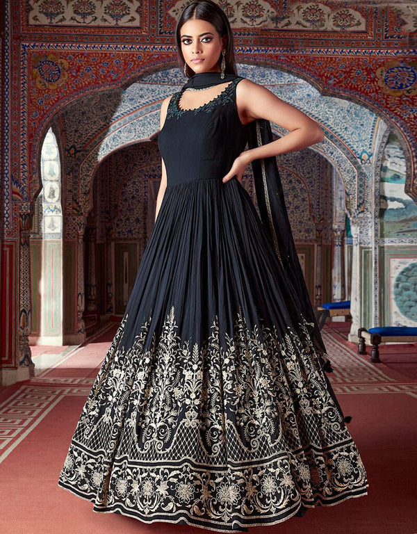 Black Georgette Na Anarkali