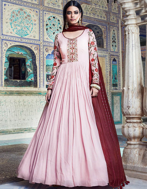 Light Pink Georgette Na Anarkali