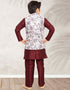 Maroon Kurta Pajama Print On Banarasi Silk Closure View