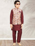 Maroon Kurta Pajama Print On Banarasi Silk