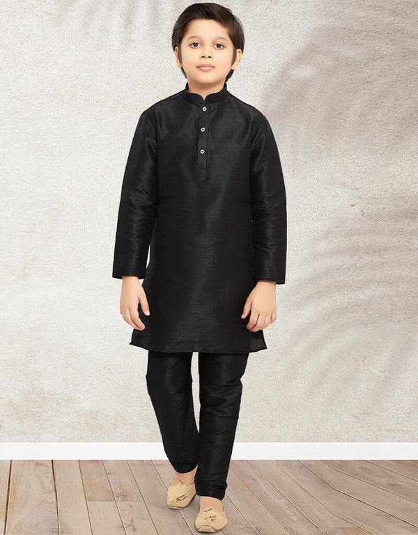 Black Kurta Pajama Art Banarasi Silk