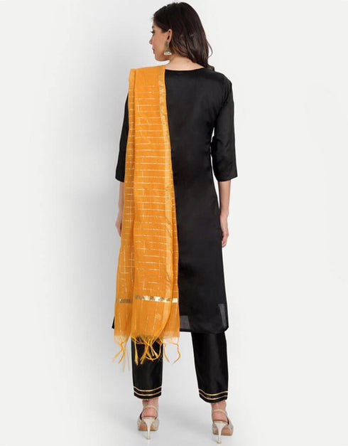 Black Heavy Silk Pant Salwar Suit Back View