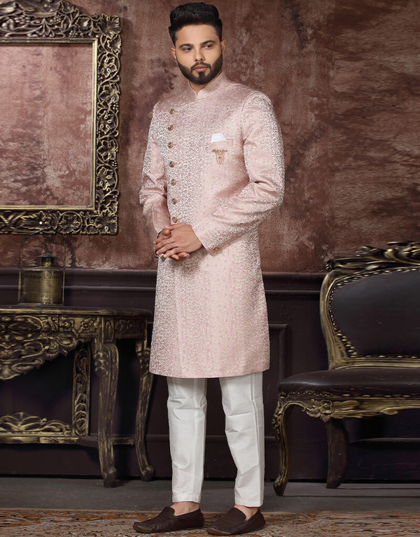 Light Pink Kurta Jacquard Trouser