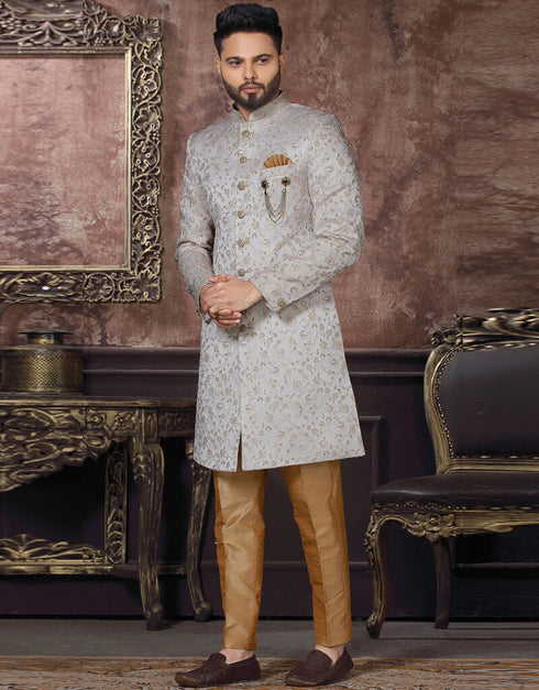 Grey Kurta Jacquard Trouser