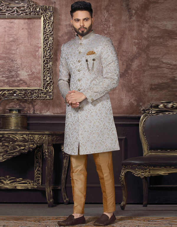 Grey Kurta Jacquard Trouser