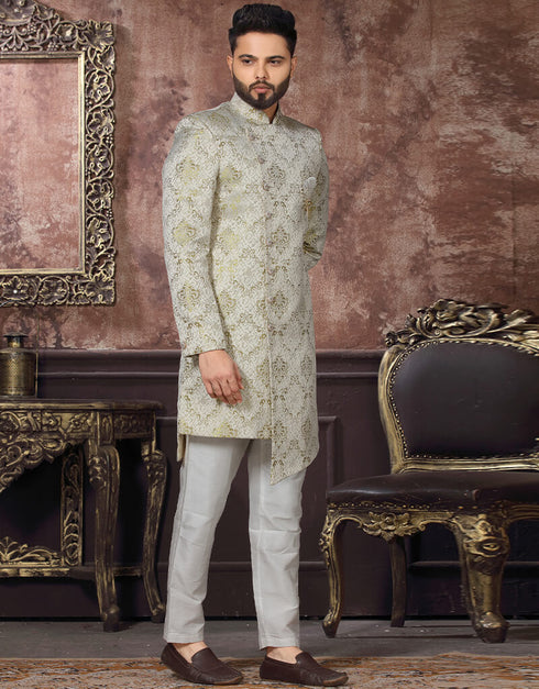 Light Pista Kurta Jacquard Trouser