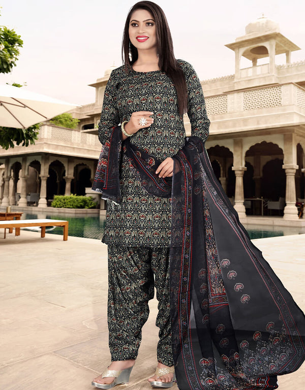 Black Pashmina Patiyala Salwar Suit