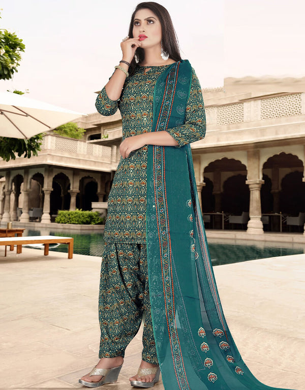 Teal Blue Pashmina Patiyala Salwar Suit