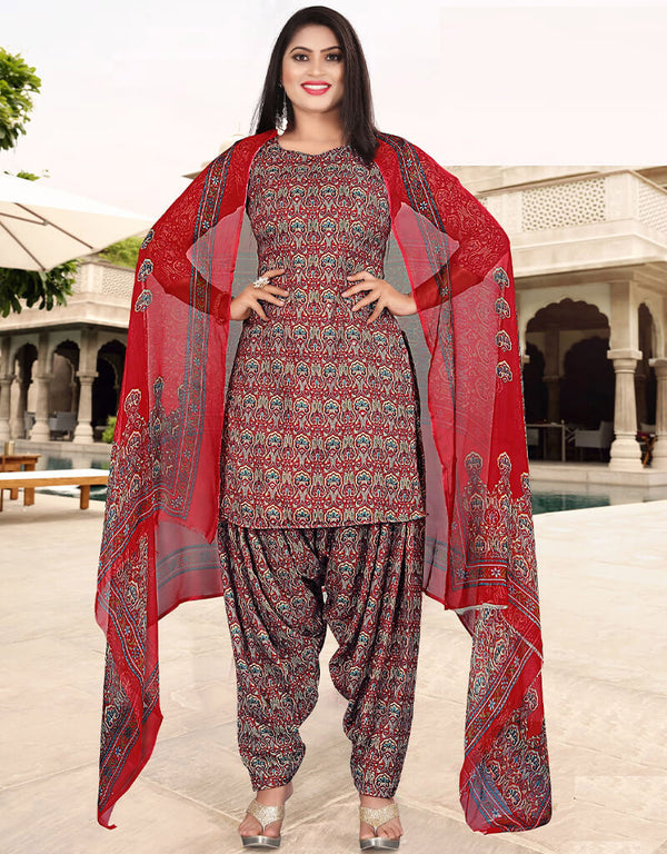 Maroon Pashmina Patiyala Salwar Suit