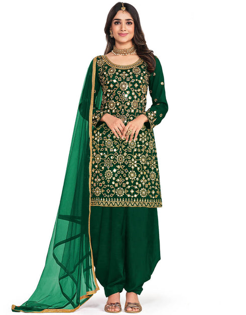 Green Bitalian Soft Silk Patiyala Suit