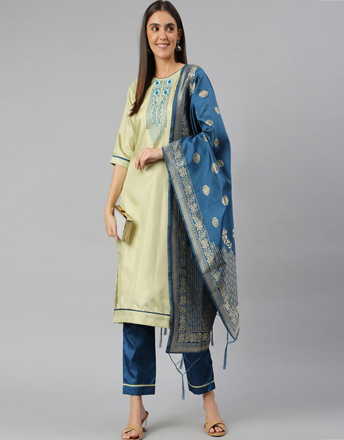 Slub Silk Blend Pastel Mint Suit Suit Pant Bottom