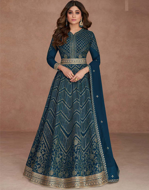 Firefly Anarkali style Anarkali Semi-Stitched Salwar Kameez Salwar Kameez in Embroidered, Beeds & Lace Work