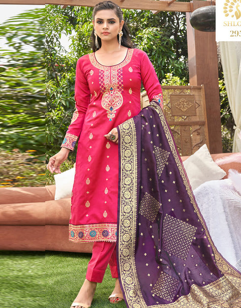 Banarasi Rani Pink Suit Suit Pant Bottom