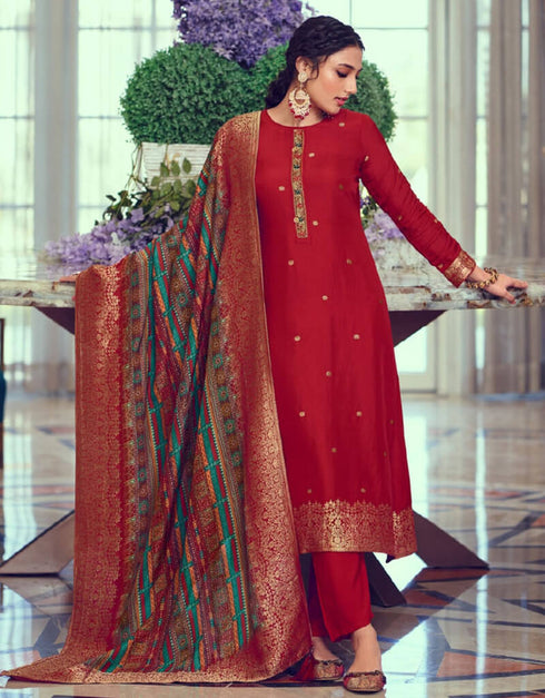 Shiraz Sharara style Suits Dola Jacquard Salwar Kameez in Jacquard Print, Hand Work, Digital Print & Lace Work