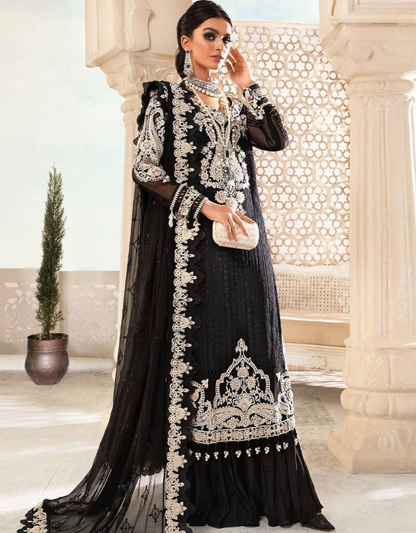 Black Faux Georgette Palazzo Salwar Suit