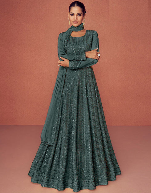 Green Georgette Anarkali Salwar Suit
