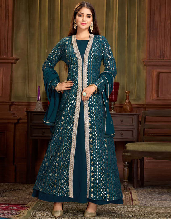 Firefly Anarkali style Anarkali Semi-Stitched Salwar Kameez Salwar Kameez in Embroidery, Sequins & Lace Work