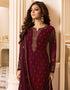 Dark Purple Pant style Straight Faux Georgette Salwar Kameez in Embroidery, Stone & Lace Work Closure View