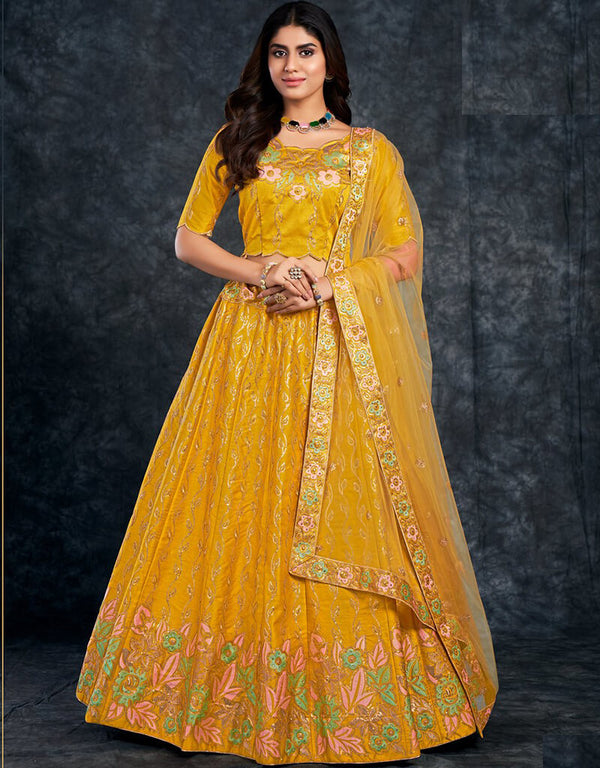 Brandy Punch Lehenga style Choli Semi-Stitched Lehenga Choli Salwar Kameez in Sequins Embroidery, Zari, Daimonds & Lace Work
