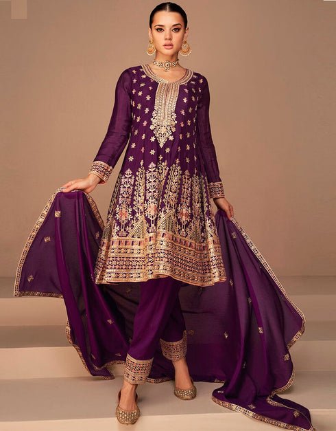 Barossa Pant style Salwar Kameez Semi-Stitched Salwar Kameez Salwar Kameez in Cording Embroidery, Sequins & Lace Work