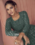 Green Faux Georgette Anarkali Salwar Suit Closure View