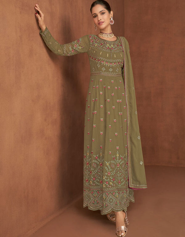 Real Georgette Chiku Suit Suit Sharara Bottom