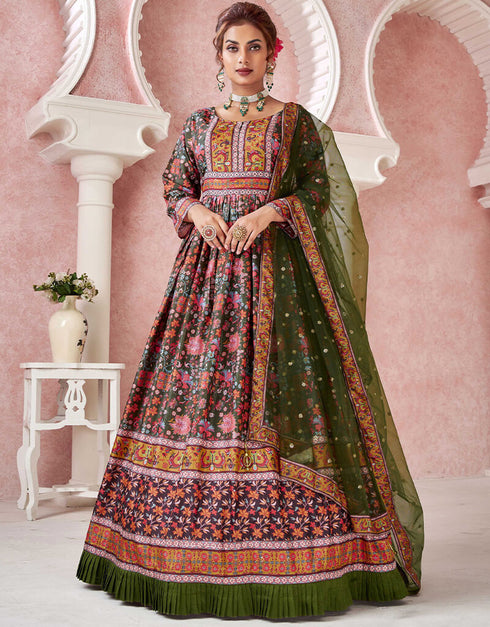 Mahendi Dola Silk Anarkali Suit