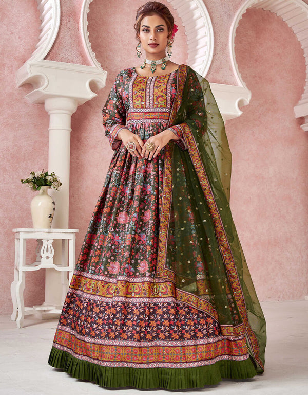 Mahendi Dola Silk Anarkali Suit