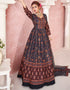 Navy Blue Dola Silk Anarkali Suit Closure View