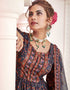 Navy Blue Dola Silk Anarkali Suit Back View