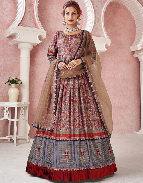 Maroon Dola Silk Anarkali Suit