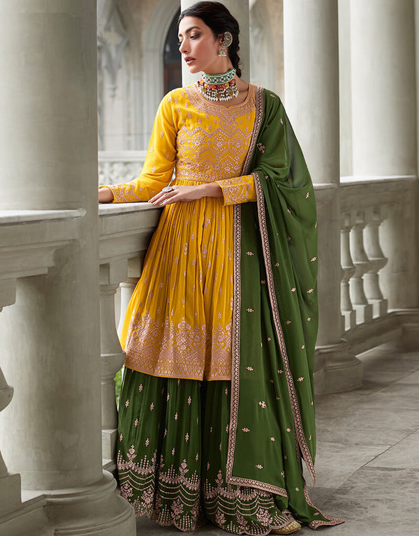 Yellow Georgette Lehenga Salwar Suit