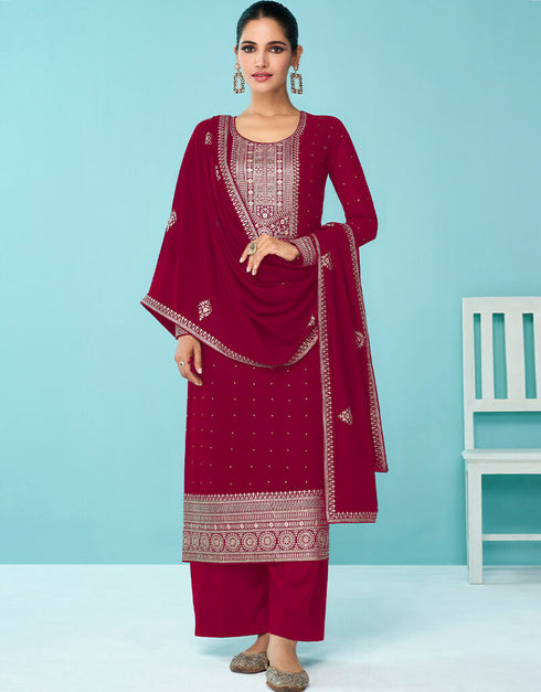 Pink Fox Georgette Palazzo Salwar Suit