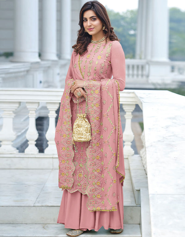 Pink Fox Georgette Palazzo Salwar Suit