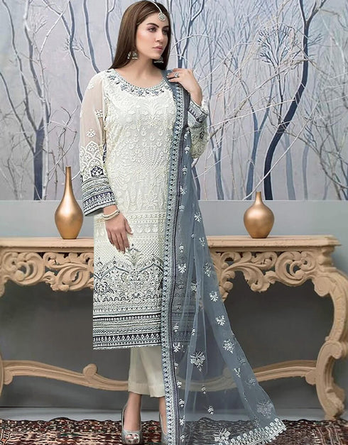 White Fox Georgette Pant Salwar Suit