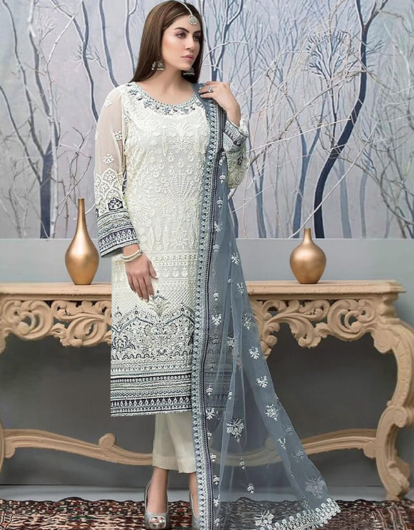 White Fox Georgette Pant Salwar Suit
