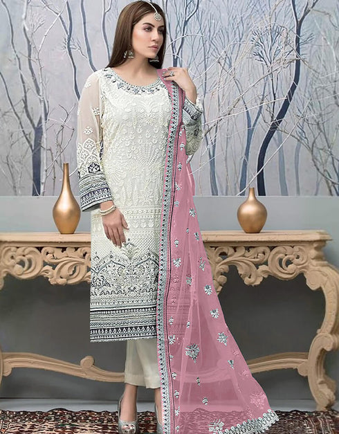 White Fox Georgette Pant Salwar Suit