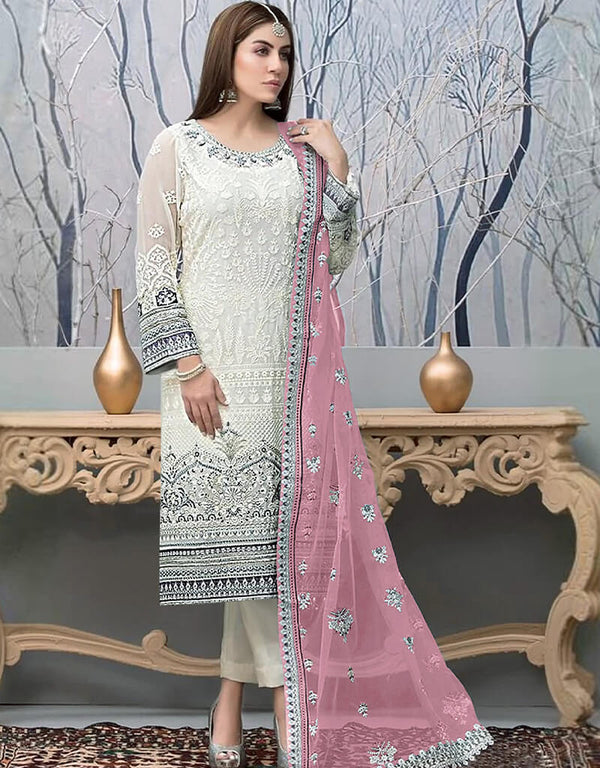 White Fox Georgette Pant Salwar Suit