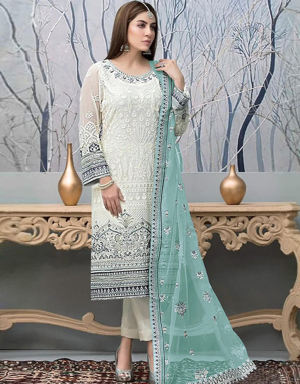 White Fox Georgette Pant Salwar Suit