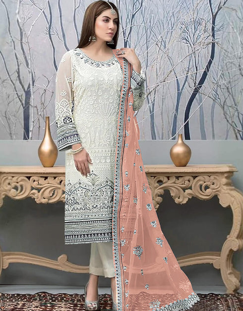 White Fox Georgette Pant Salwar Suit